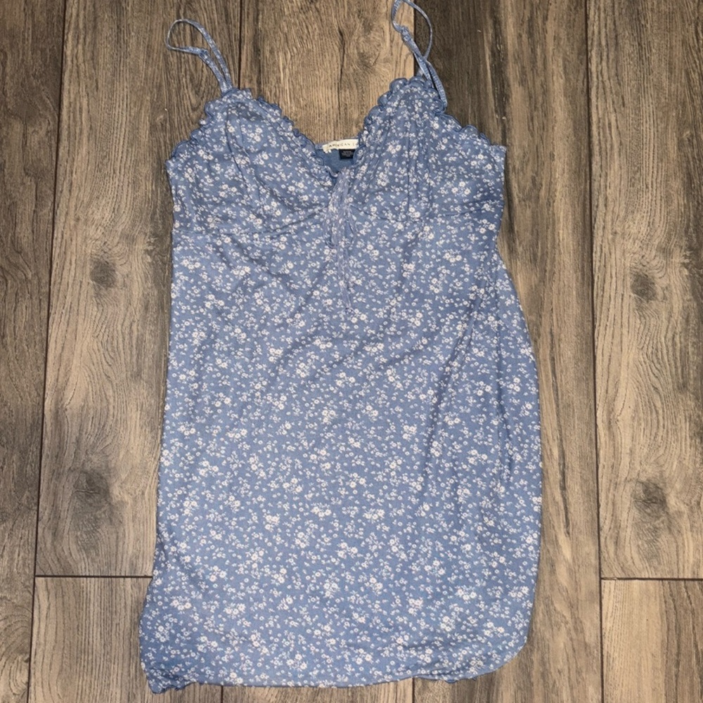 American Eagle Floral Blue Women’s Medium Mini Dress